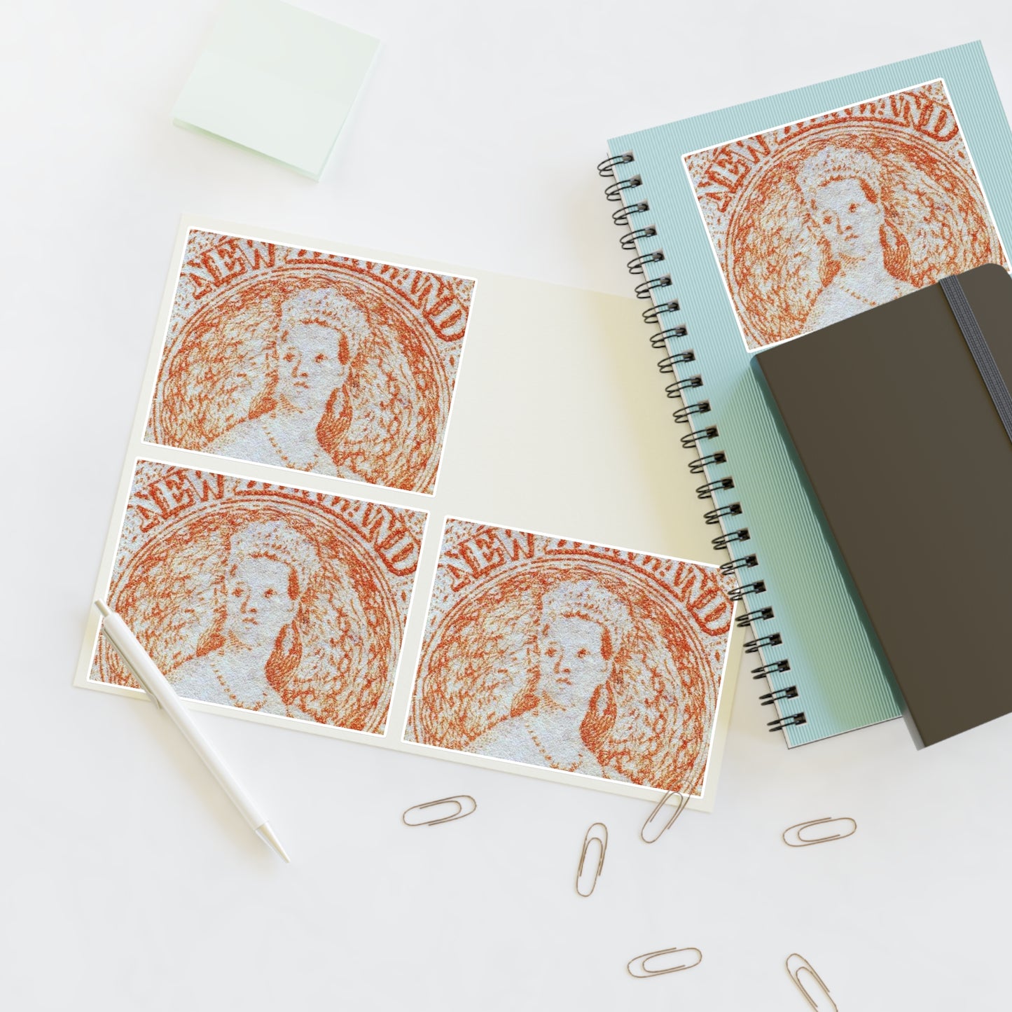 Issued one penny 'Full-Face Queen' [Chalon Head] definitive stamp Laminated UV Protective Vinyl Stickers