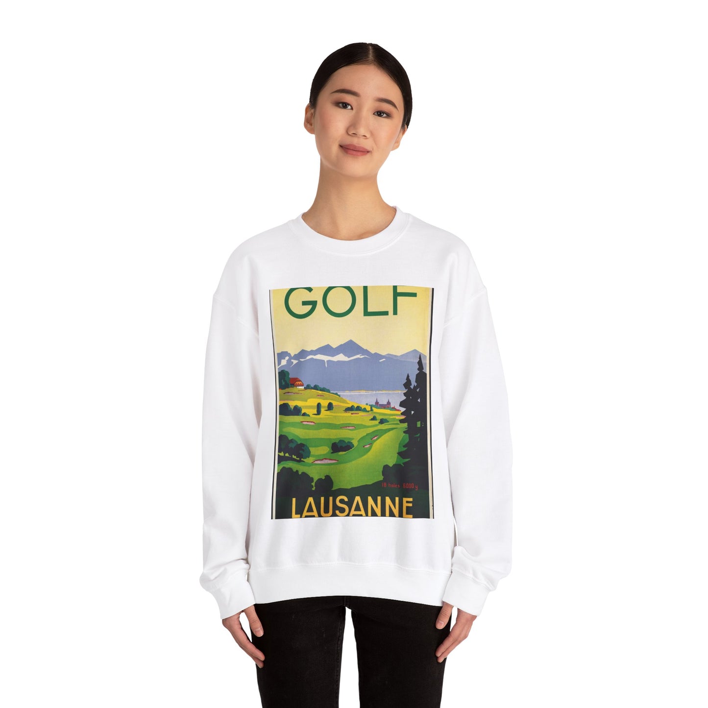 Poster - Golf. Lausanne - Public domain lithograph White Heavy Blend Adult Crew Neck SweatShirt