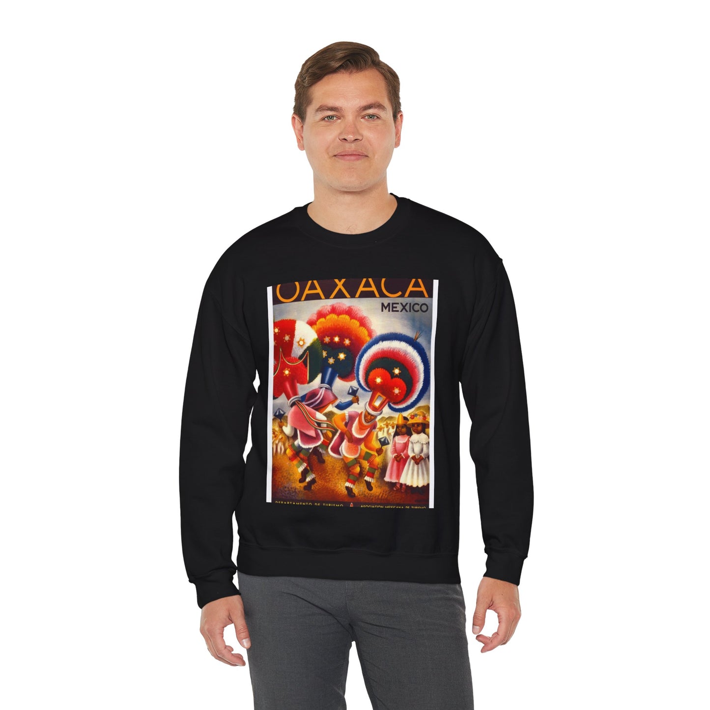 Oaxaca. Mexico. Vintage Travel Poster. Black Heavy Blend Adult Crew Neck SweatShirt