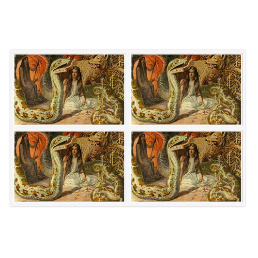 Lokis Gezücht - A painting of a woman sitting in front of a snake Laminated UV Protective Vinyl Stickers