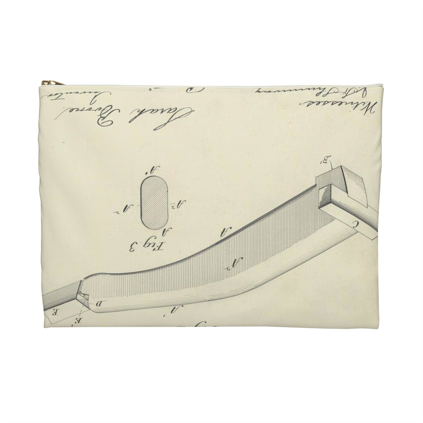 Patent drawing - for S. Boone's Ironing Board Public domain  image Large Organizer Pouch with Black Zipper