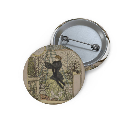 Eugène Samuel Grasset  - Février Pin Buttons with Crisp Design