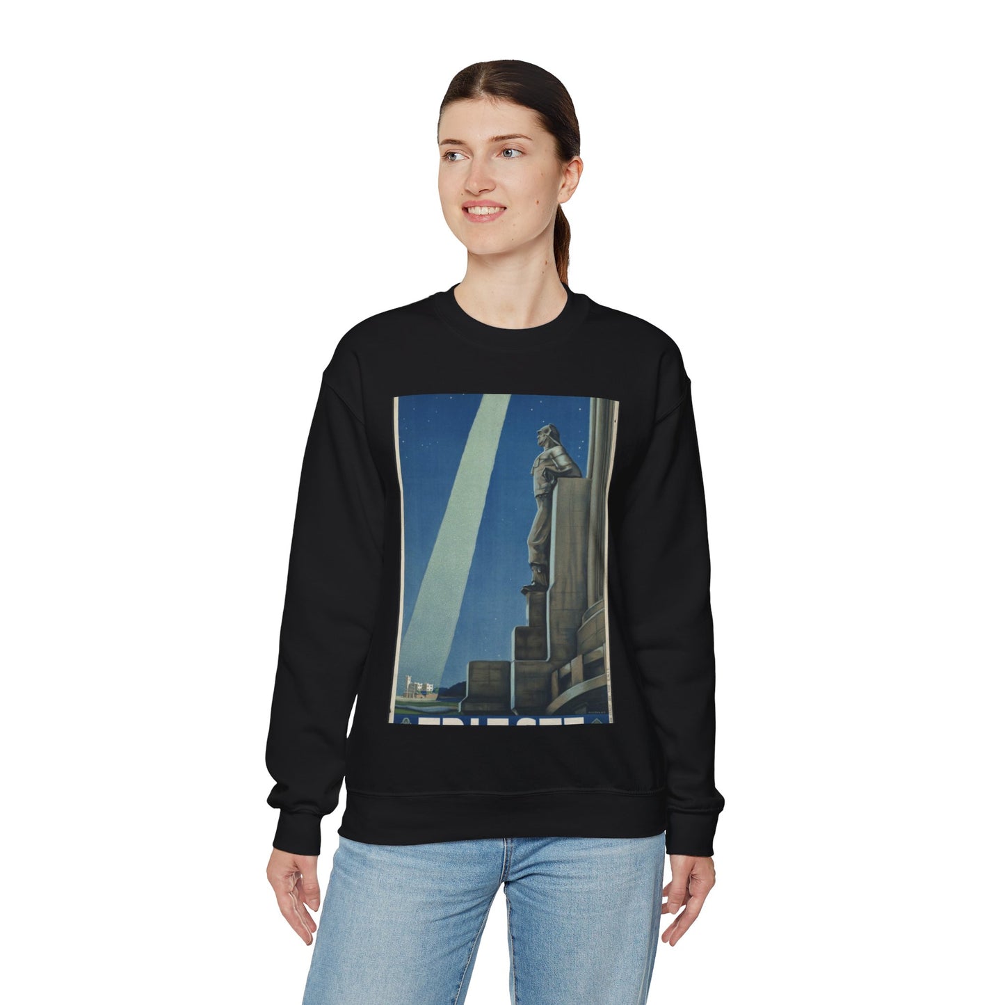 Trieste. Vintage Travel Posters, 1920s-1930s Black Heavy Blend Adult Crew Neck SweatShirt