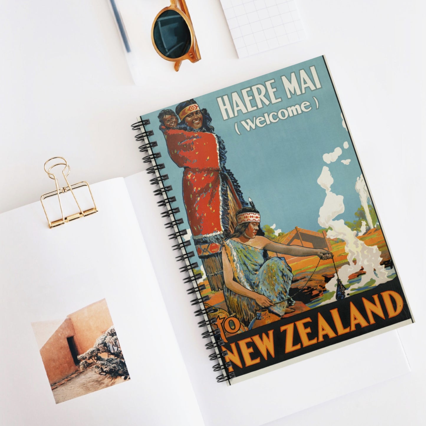 Vintage Travel Posters, 1920s-1930s Spiral Bound Ruled Notebook with Printed Cover