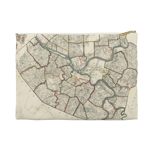 Farm line map of Allegheny County, Pennsylvania / Large Organizer Pouch with Black Zipper