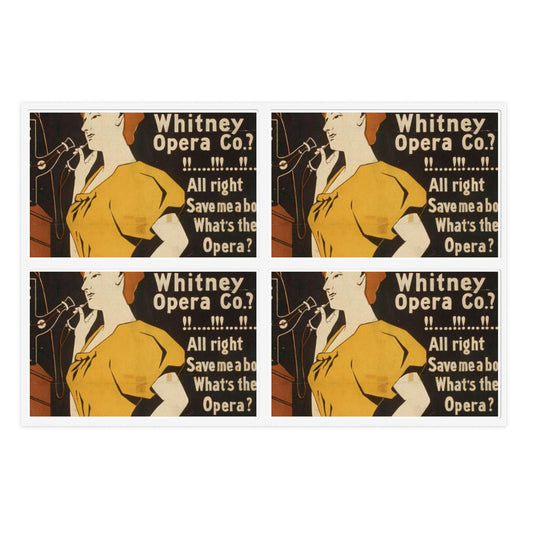 Hello! Hello! Is that so? Whitney Opera Co.? All right save me a box. What's the opera? A Normandy wedding. That's funny! Be sure and save the box Laminated UV Protective Vinyl Stickers
