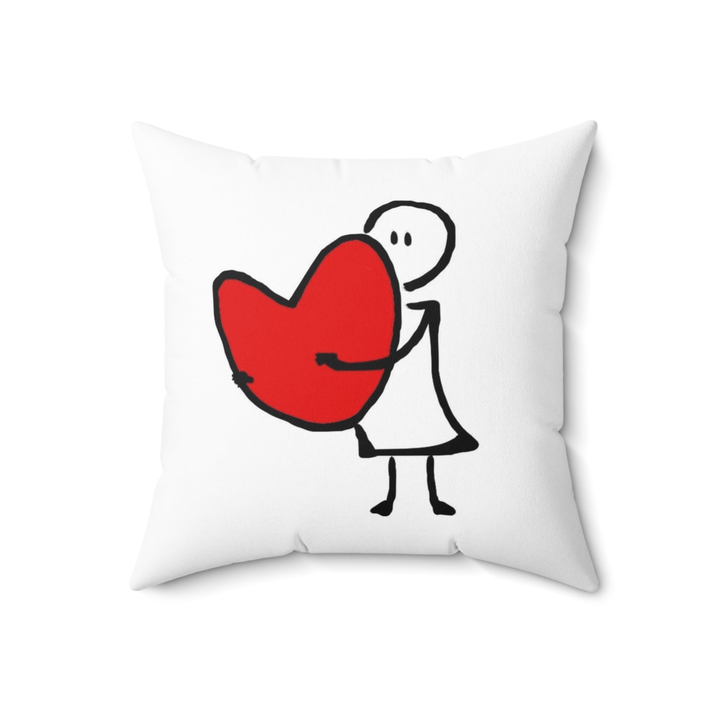 A drawing of a person holding a heart. Love heart truelove, emotions. Decorative Accent Square Pillow