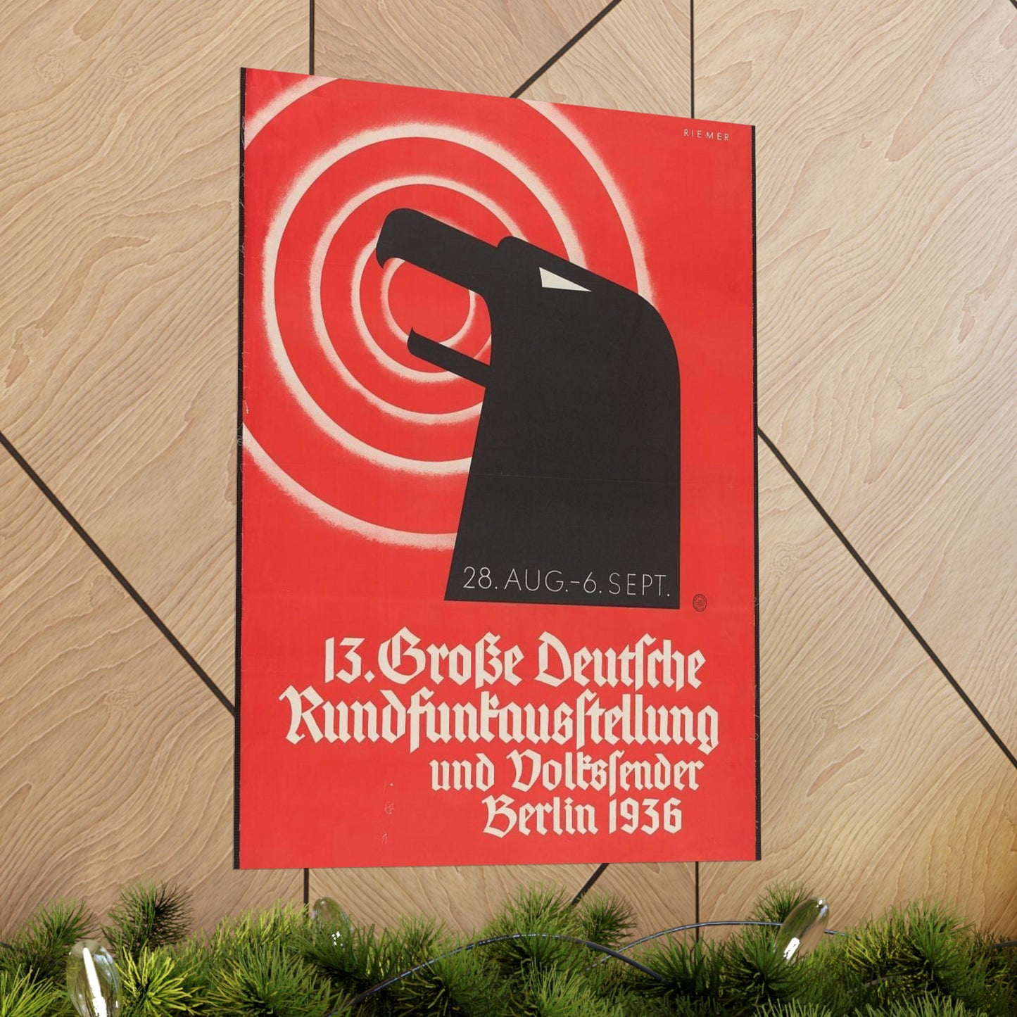 13 Grosse deutsche Rundfunkausstellung und Volkssender, Berlin 1936 / Riemer. High Quality Matte Wall Art Poster for Home, Office, Classroom