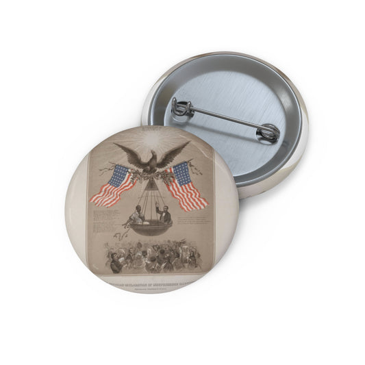 The American Declaration of Independence illustrated / Fabronious ; designed by R. Thayer ; L. Prang & Co. Lith., Boston. Pin Buttons with Crisp Design
