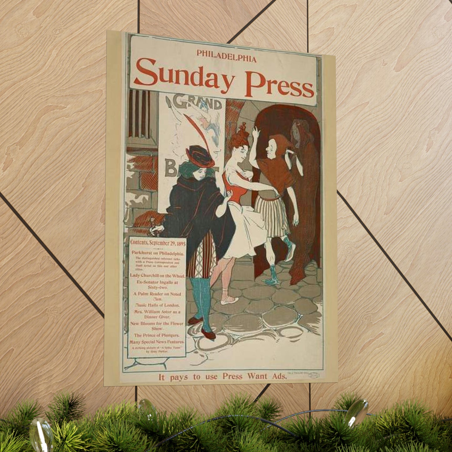 Philadelphia Sunday press. September 29, 1895. High Quality Matte Wall Art Poster for Home, Office, Classroom