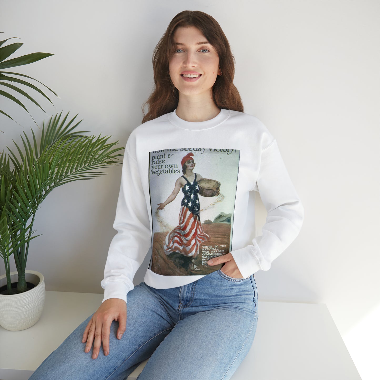 "Sow the Seeds of Victory^ Plant and raise your own vegetables. Write to the National War Garden Commission- Washington, - NARA - 512498 White Heavy Blend Adult Crew Neck SweatShirt