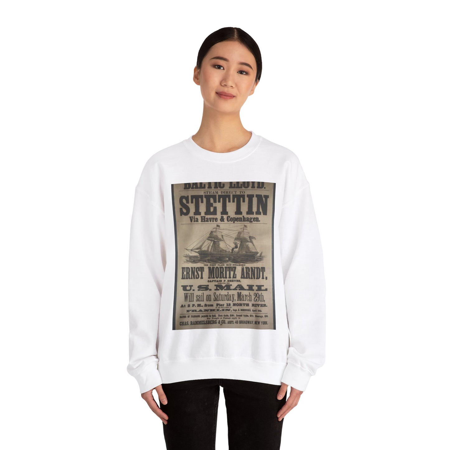 Baltischer Lloyd - dampfschifssabrt nach Stettin via Havre & Copenhagen White Heavy Blend Adult Crew Neck SweatShirt