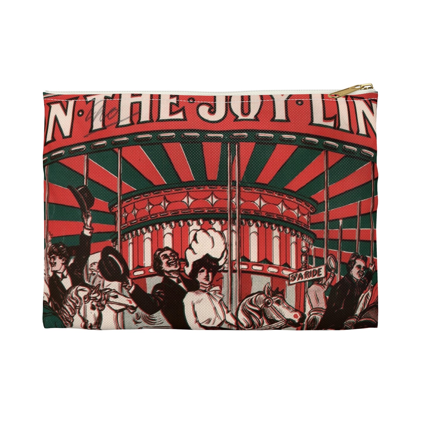 On the joy line - Public domain American sheet music Large Organizer Pouch with Black Zipper