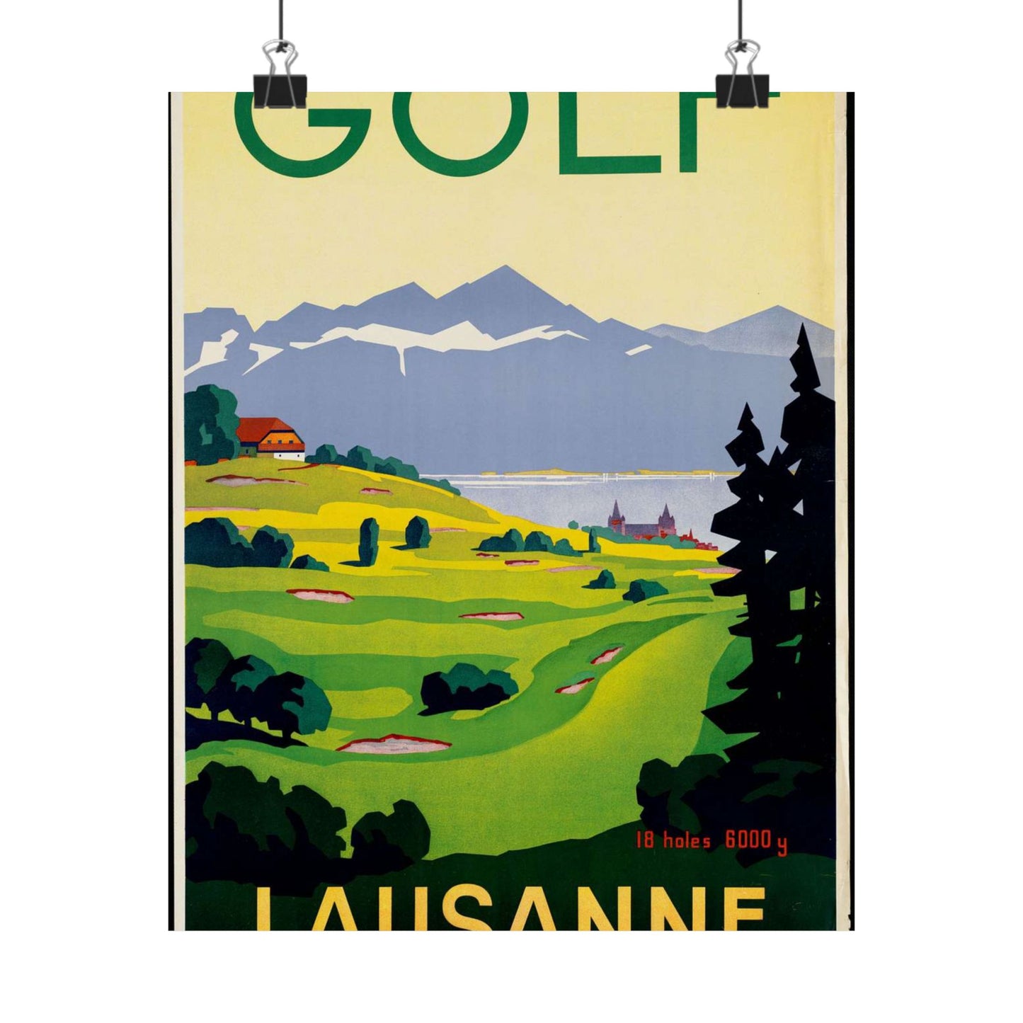 Poster - Golf. Lausanne - Public domain lithograph High Quality Matte Wall Art Poster for Home, Office, Classroom