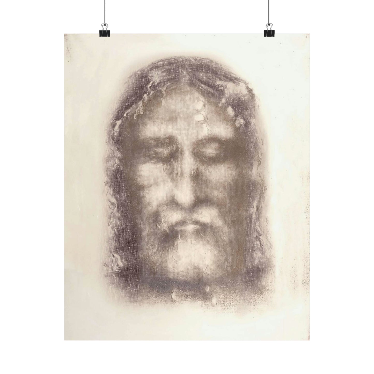 Holy Face of Jesus from Shroud of Turin (1909) High Quality Matte Wall Art Poster for Home, Office, Classroom