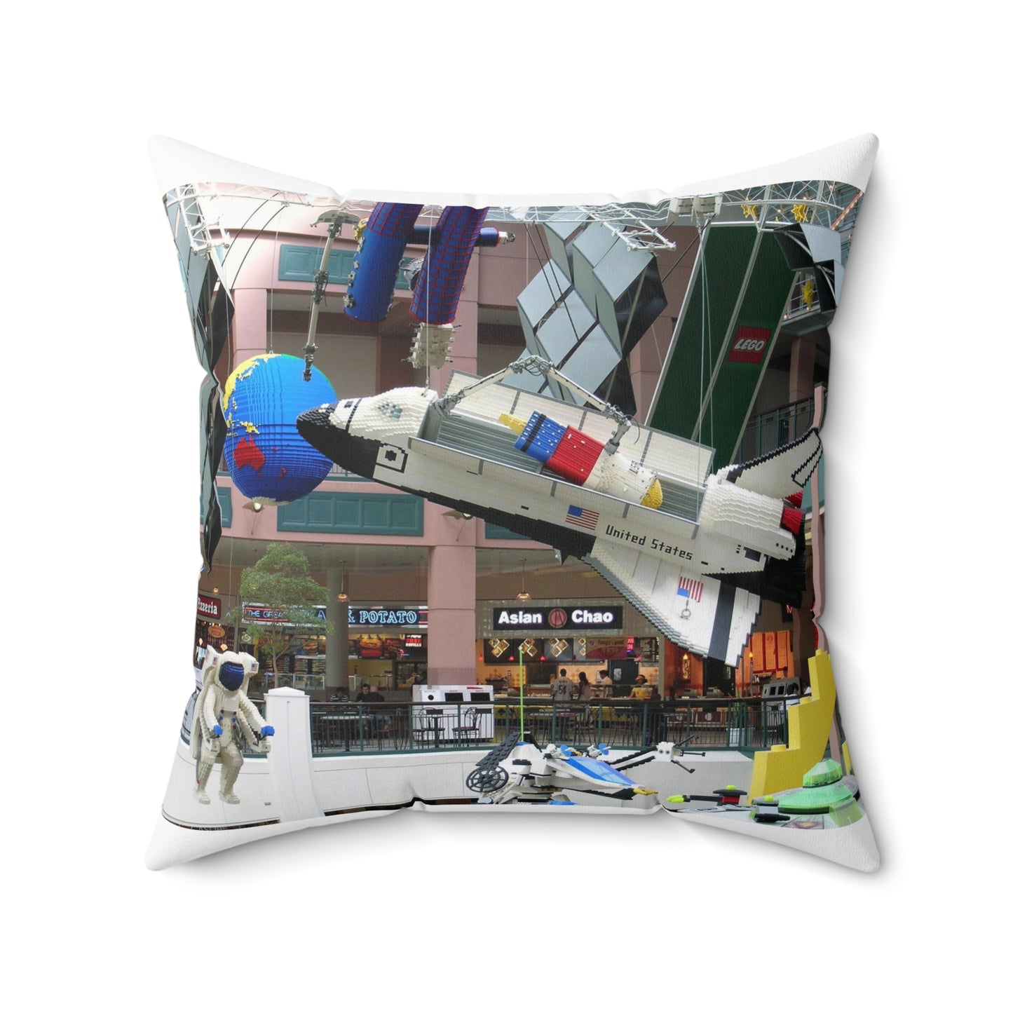 Grand Rounds Scenic Byway - Huge Lego Spaceship in the Mall of America Decorative Accent Square Pillow