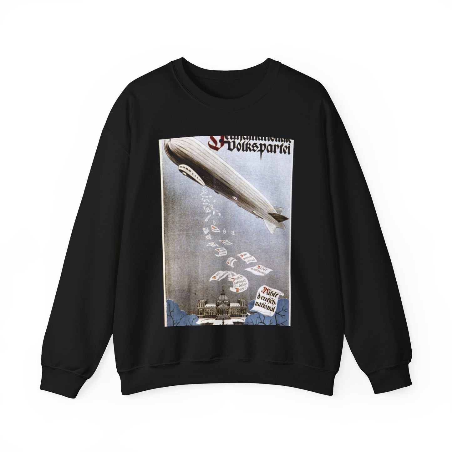 german election poster. oct 1924 -  Deutsche Zeppelin Reederei Company Black Heavy Blend Adult Crew Neck SweatShirt