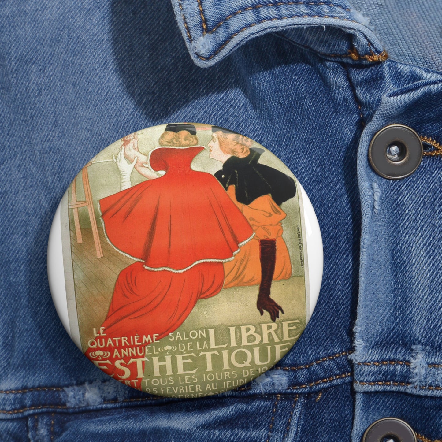 Le quatrième salon annuel de la Libre Esthétique Pin Buttons with Crisp Design