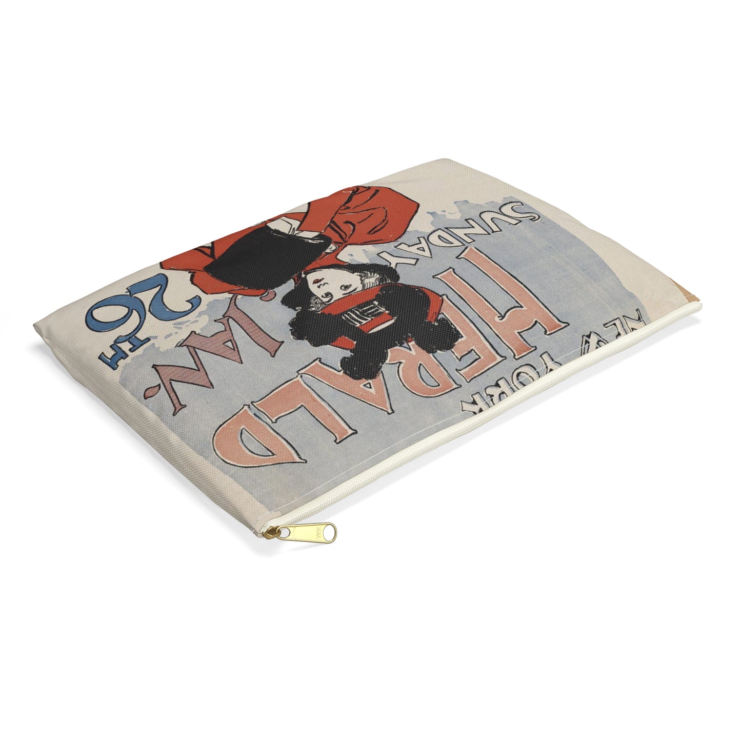 New York herald, Sunday Jan. 26th, 1896 Large Organizer Pouch with Black Zipper
