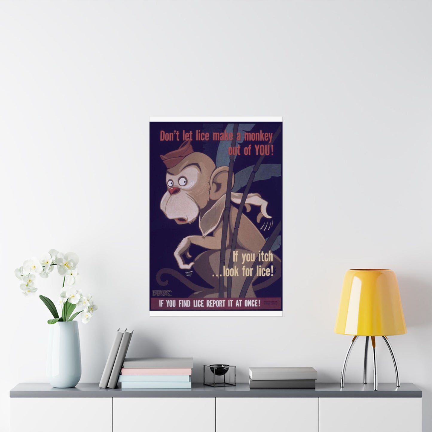 "Don't Let Lice Make a Monkey out of You^ If You Itch...Look for Lice^ If You Find Lice Report it at Once" - NARA - 514159 High Quality Matte Wall Art Poster for Home, Office, Classroom