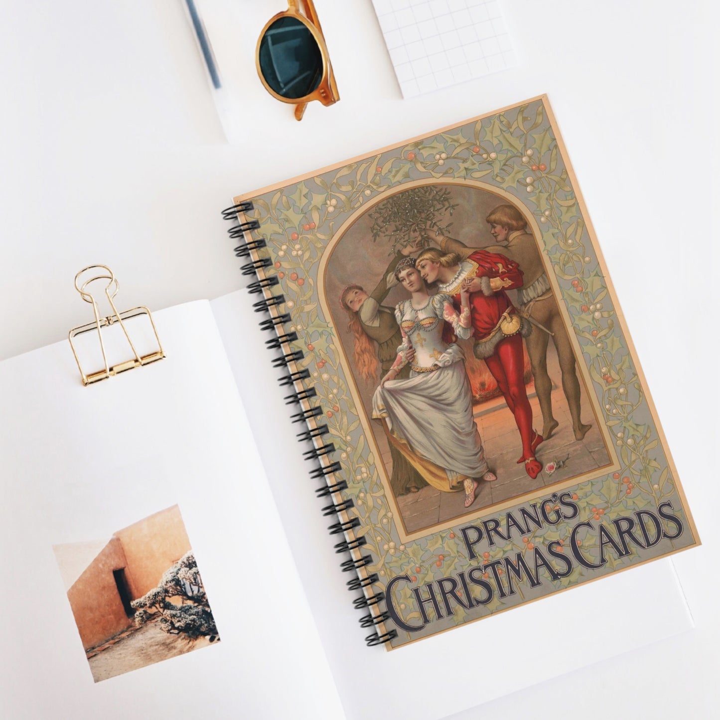 Prang's Christmas cards - Print, Library of Congress collection Spiral Bound Ruled Notebook with Printed Cover