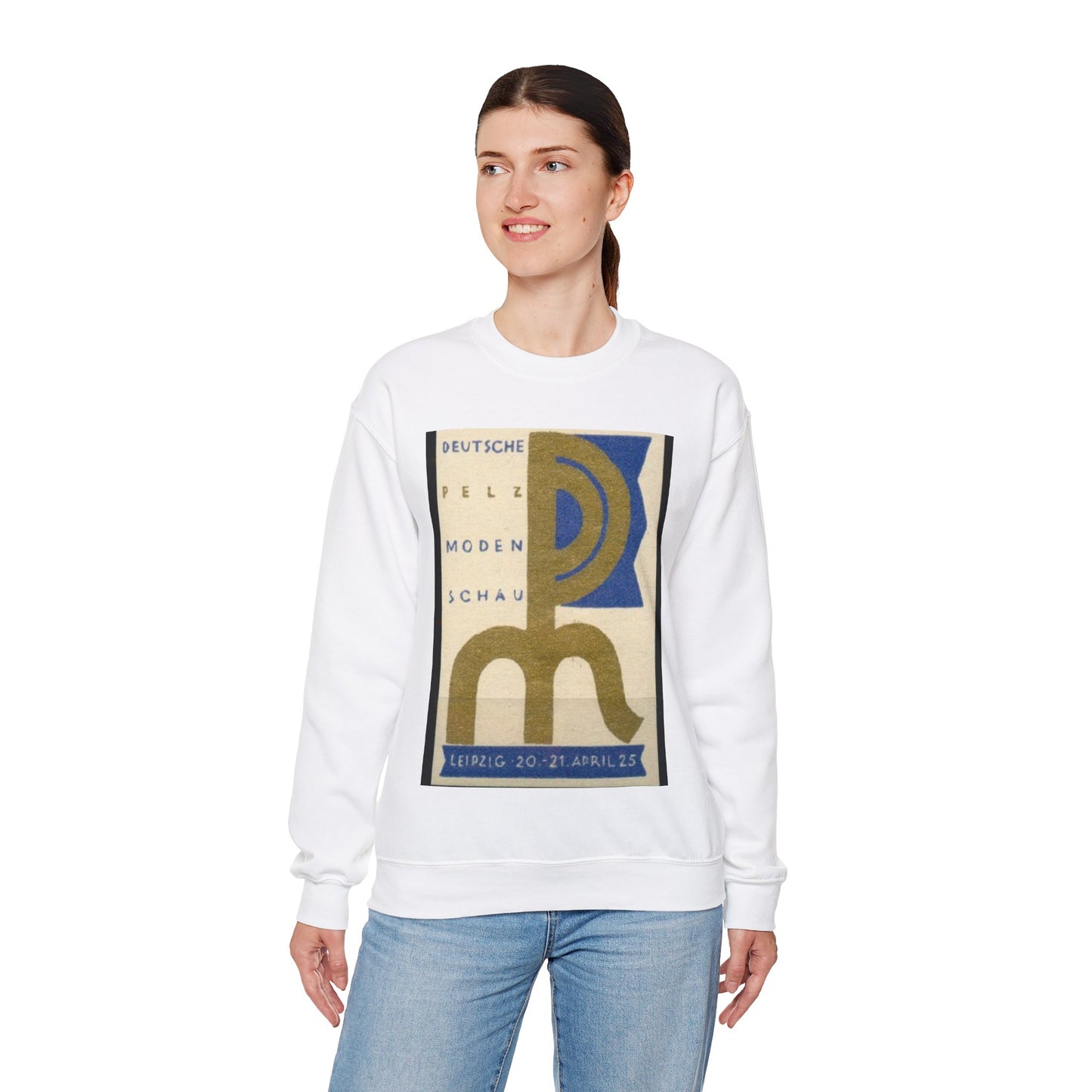 Deutsche Pelzmodenschau Leipzig 20.-21. April 1925, Reklamemarke White Heavy Blend Adult Crew Neck SweatShirt