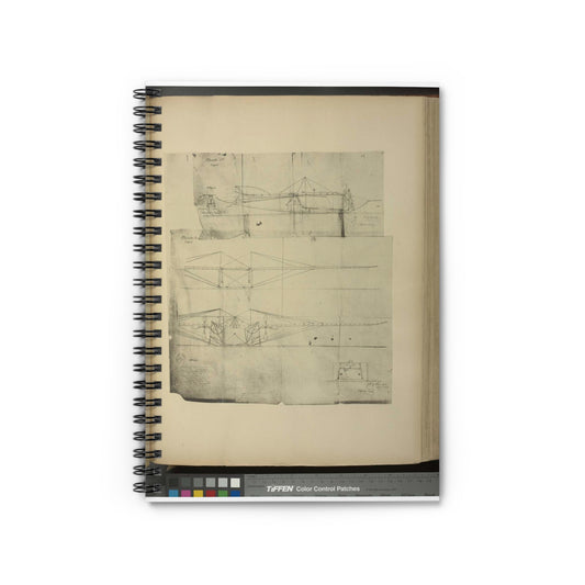 Patent drawing - Planche I et II du brevet n° 111.574 pris en France le 16 février 1876, par Penaud et Gauchot, pour «Un aéro-plane ou appareil aérien volant». Public domain  image Spiral Bound Ruled Notebook with Printed Cover