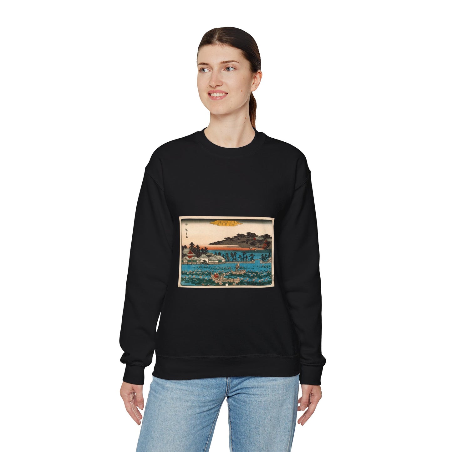 Shinobazu Pond at Ueno LACMA M.71.100.23 Black Heavy Blend Adult Crew Neck SweatShirt