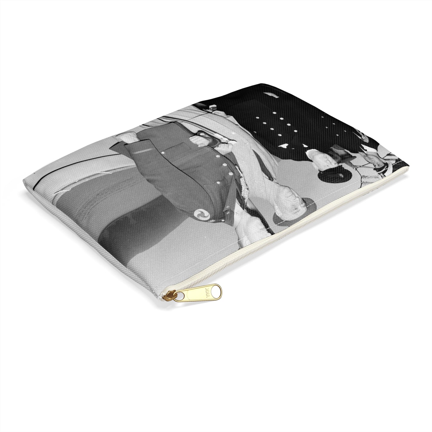 Winston Churchill with Franklin D. Roosevelt on board USS Augusta (CA-31) on 9 August 1941 (NH 67201) Large Organizer Pouch with Black Zipper