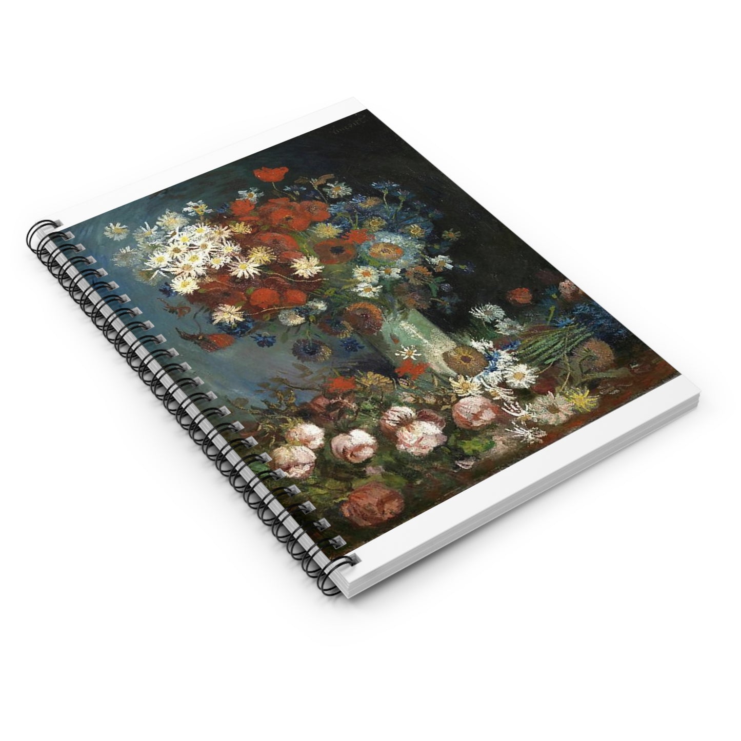 Still life with meadow flowers and roses Van Gogh 1886 Spiral Bound Ruled Notebook with Printed Cover