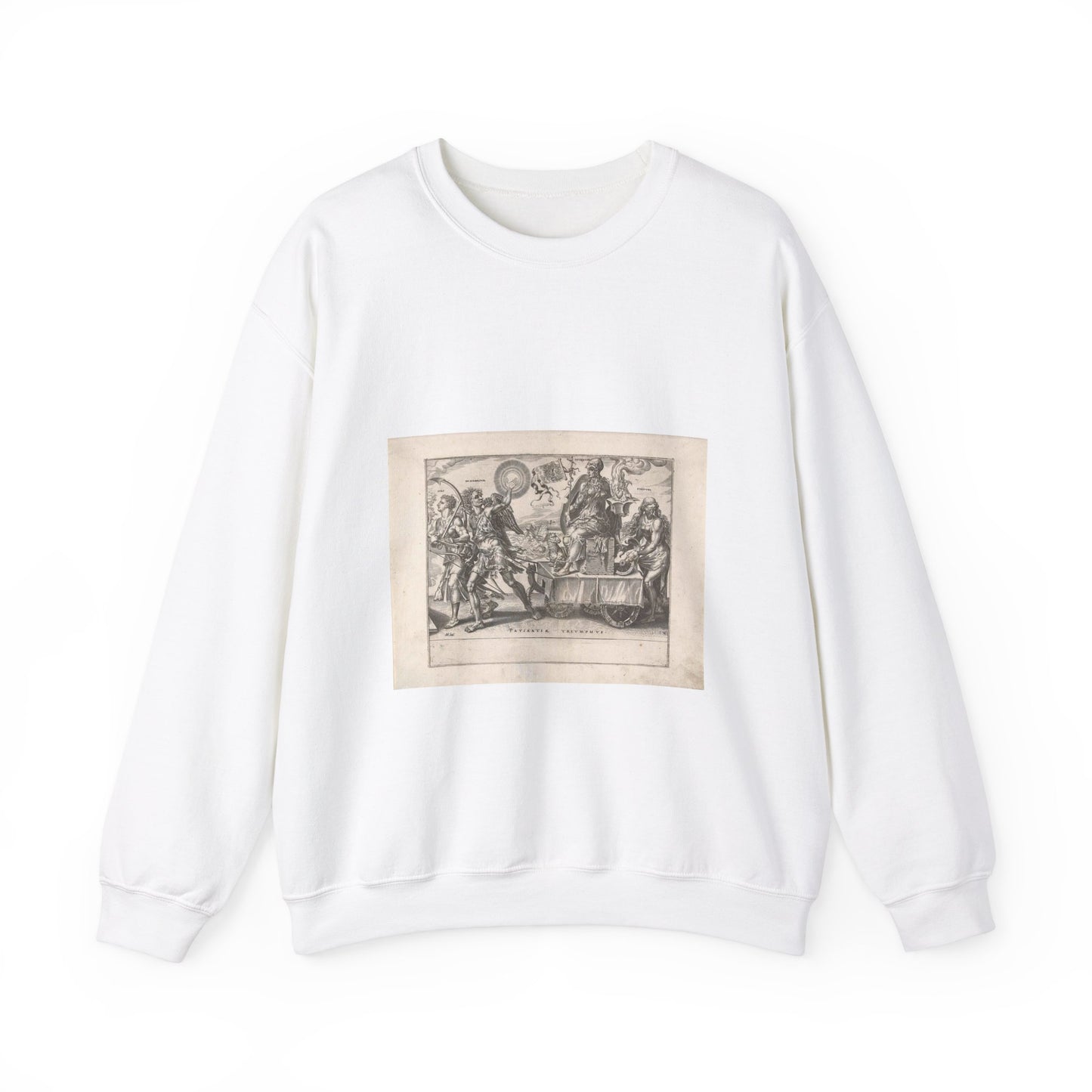 Dirck Volckertsz Coornhert - Triomf van de lijdzaamheid (Patientia) White Heavy Blend Adult Crew Neck SweatShirt