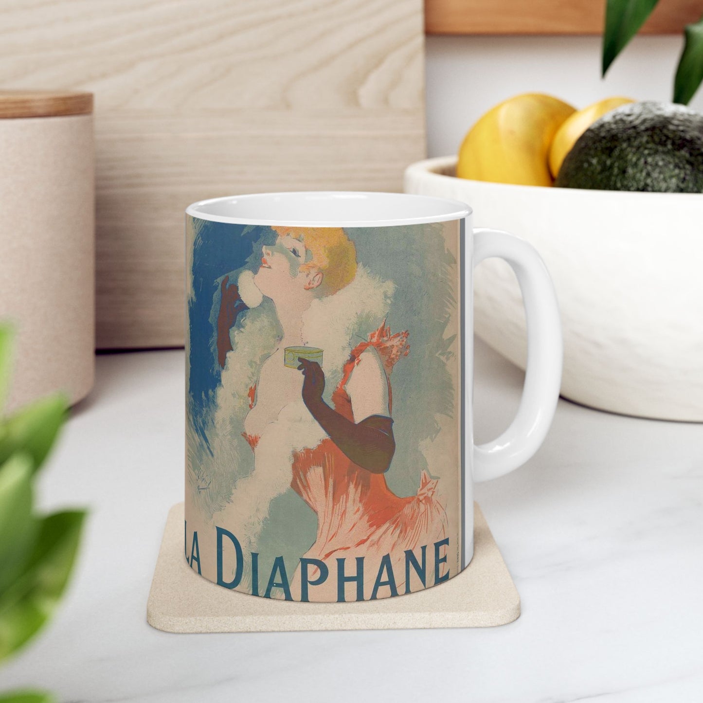 Jules Cheret - La Diaphane. Poudre de Riz , 1890 Beautiful Novelty Ceramic Coffee Mug 11oz