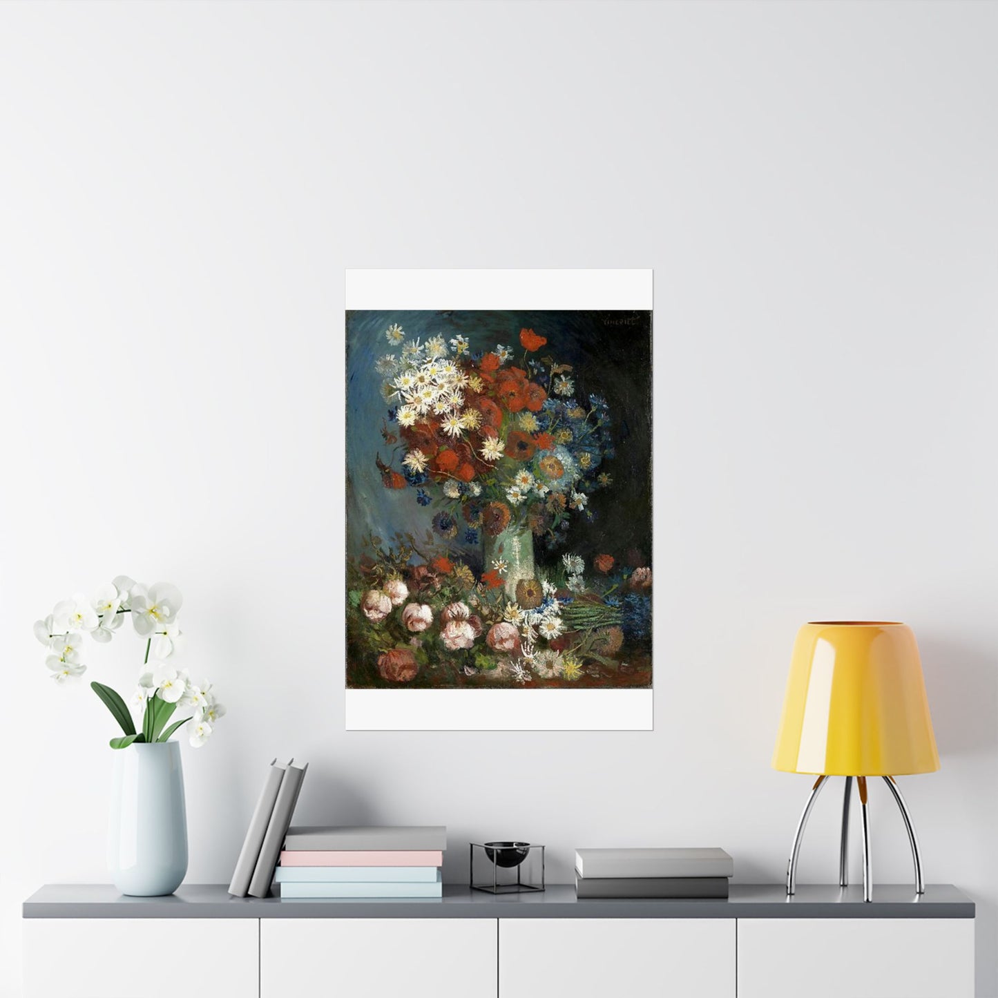 Still life with meadow flowers and roses Van Gogh 1886 High Quality Matte Wall Art Poster for Home, Office, Classroom