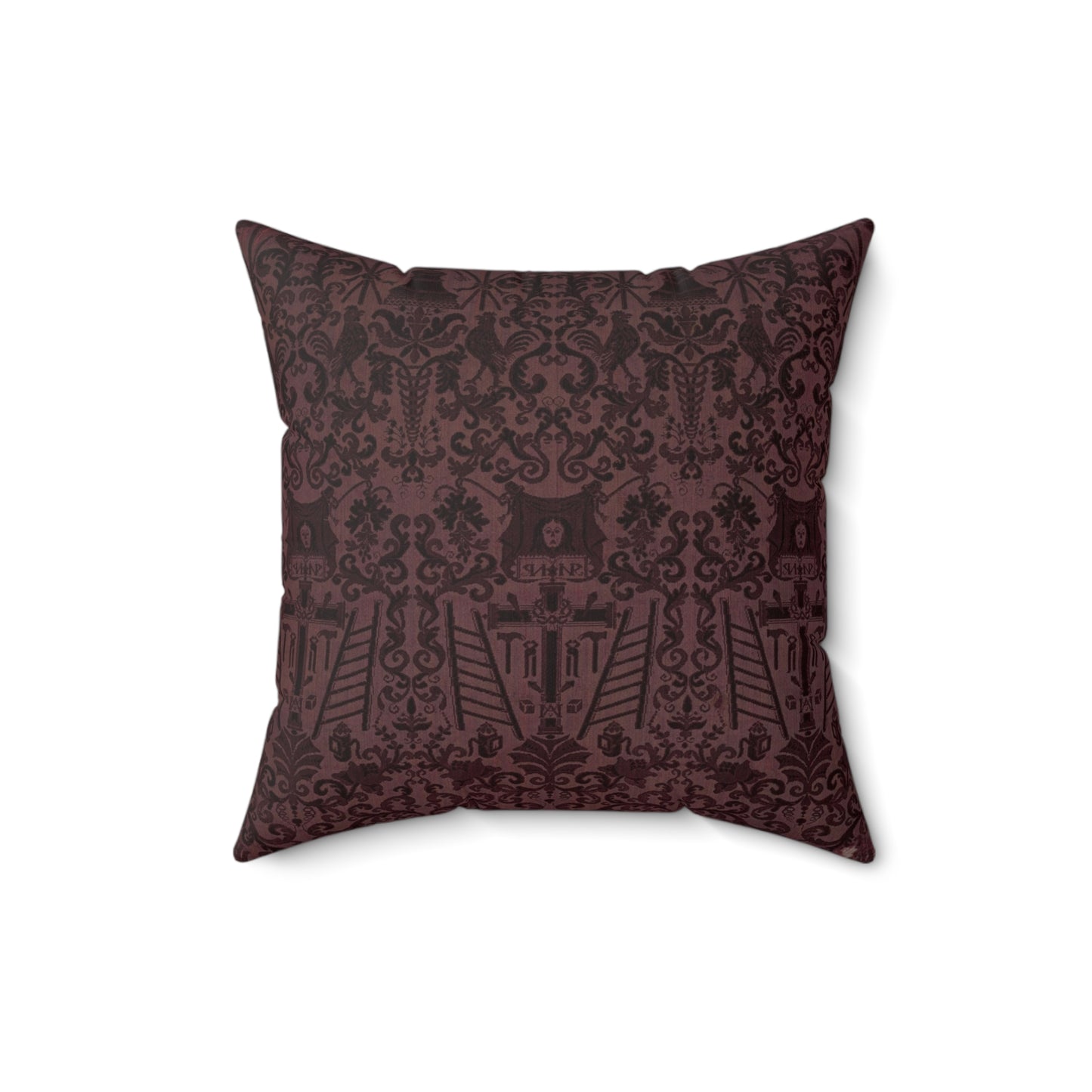 Length of velvet with Instruments of the Passion Decorative Accent Square Pillow