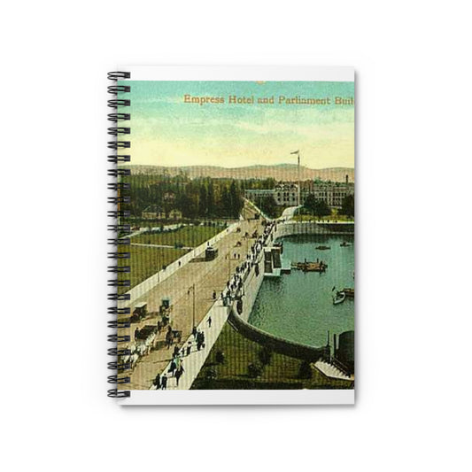 Empress Hotel and Parliament Buildings by the harbor in Victoria, British Columbia, between 1903 and 1913 (AL+CA 2080) Spiral Bound Ruled Notebook with Printed Cover