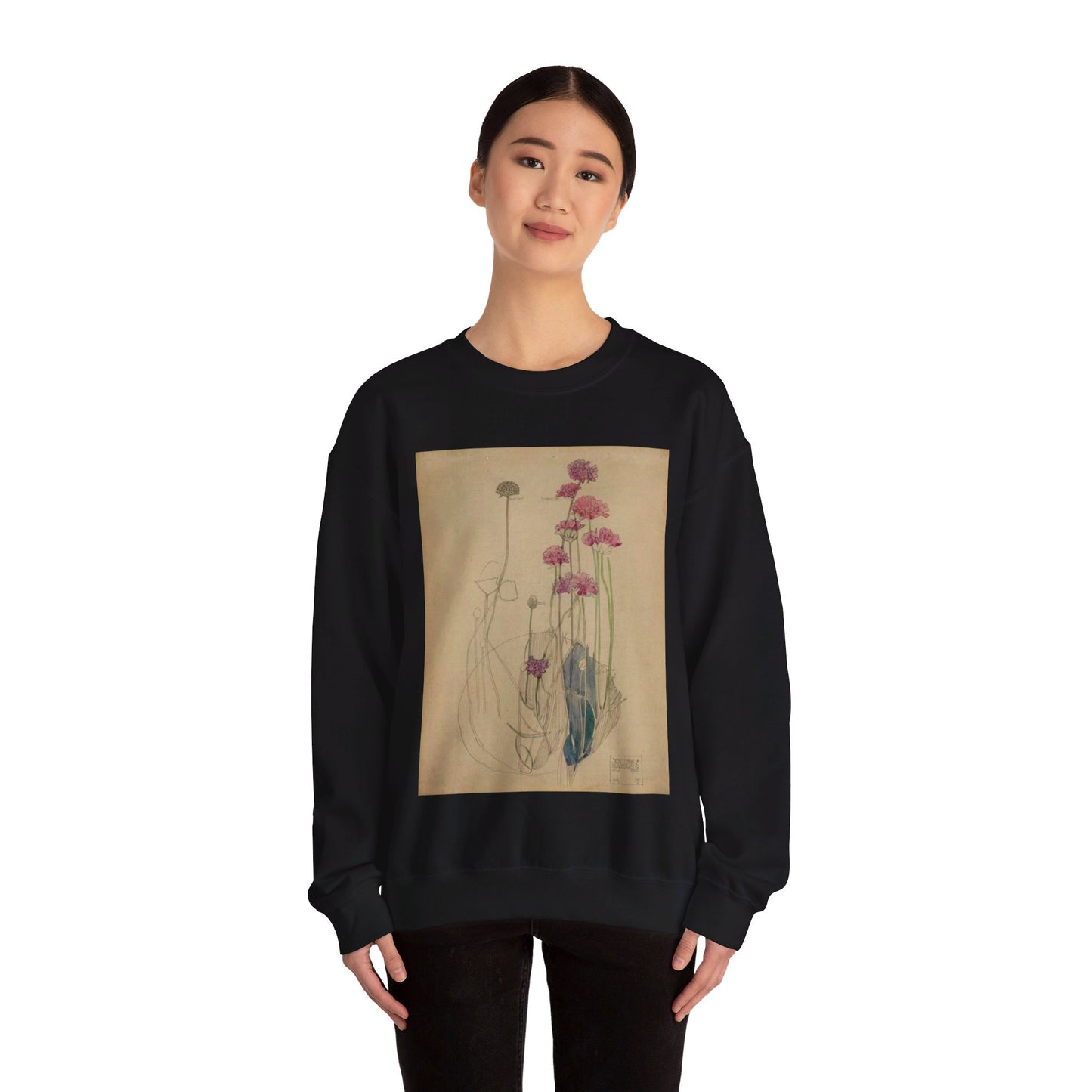 Sea Pink - Holy Island - Charles Rennie Mackintosh - 1901 Black Heavy Blend Adult Crew Neck SweatShirt