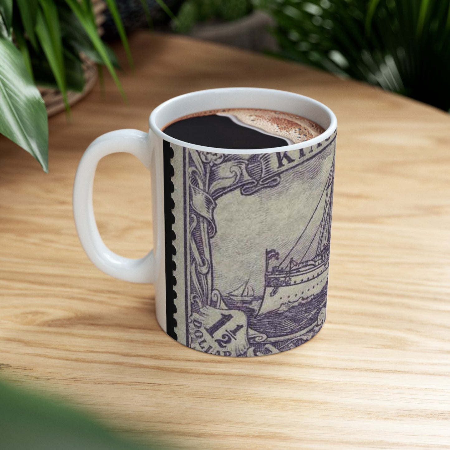 D-Kiautschou 1919 36 II B - public domain postal stamp scan Beautiful Novelty Ceramic Coffee Mug 11oz