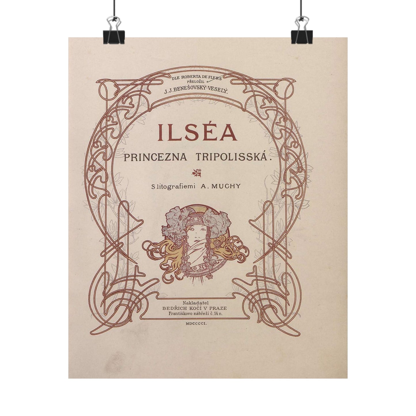 Ilsea, princezna tripolisska - title - Alfons Mucha High Quality Matte Wall Art Poster for Home, Office, Classroom