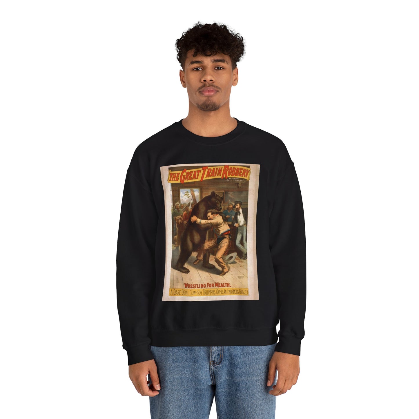 The great train robbery written by Scott Marble. Black Heavy Blend Adult Crew Neck SweatShirt