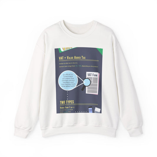 What is VAT? - A poster with a lot of different things on it White Heavy Blend Adult Crew Neck SweatShirt