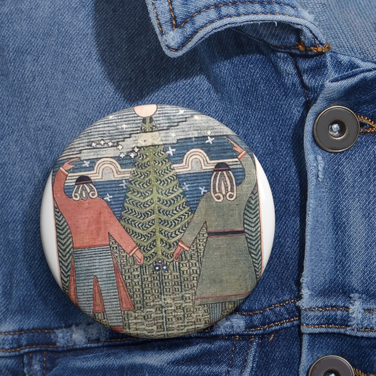 Joseph Alanen - Moonwatchers - Art nouveau public domain image Pin Buttons with Crisp Design