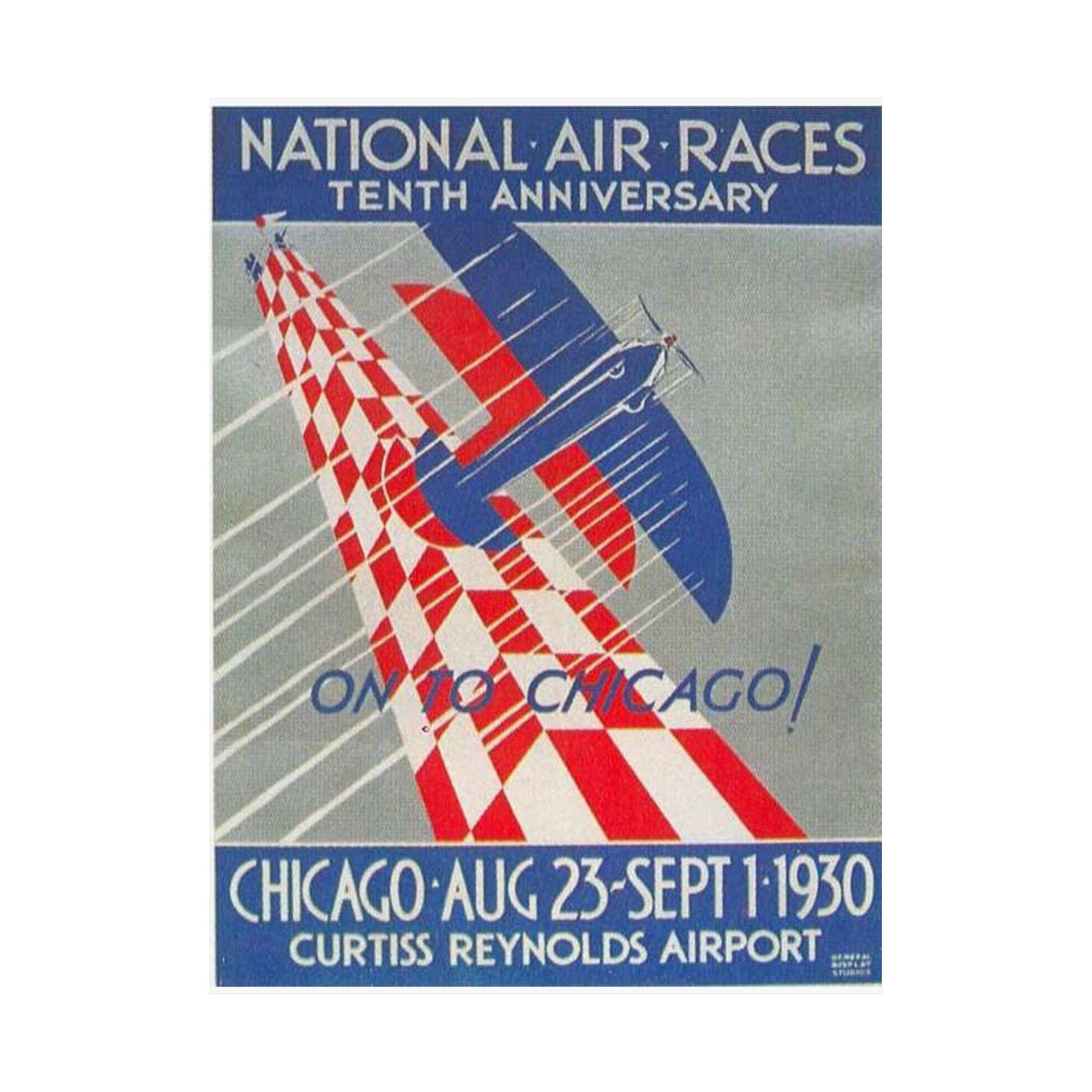 1930 National Air Race poster - Art Deco public domain image High Quality Matte Wall Art Poster for Home, Office, Classroom