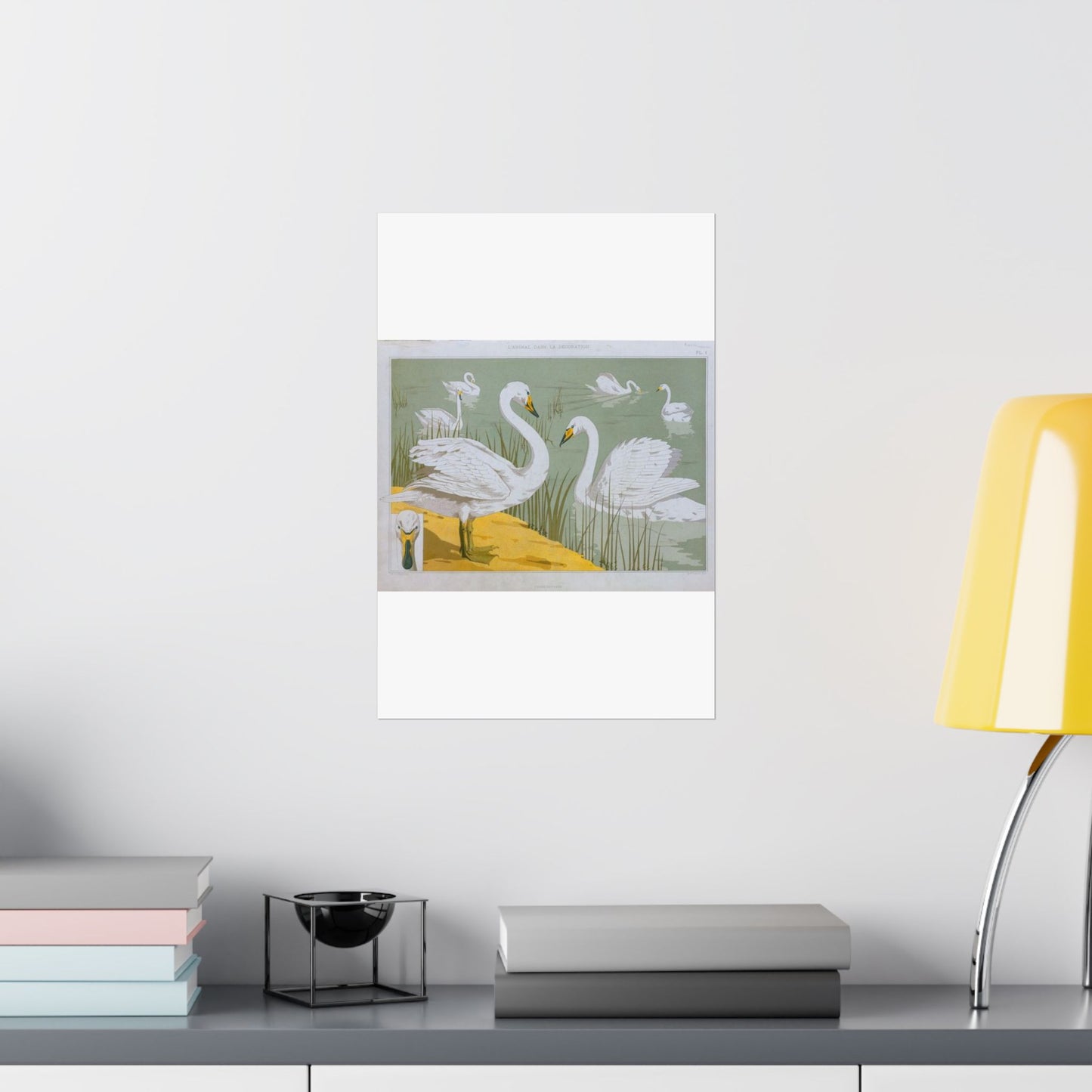 Cygne sauvage - Art nouveau public domain image High Quality Matte Wall Art Poster for Home, Office, Classroom