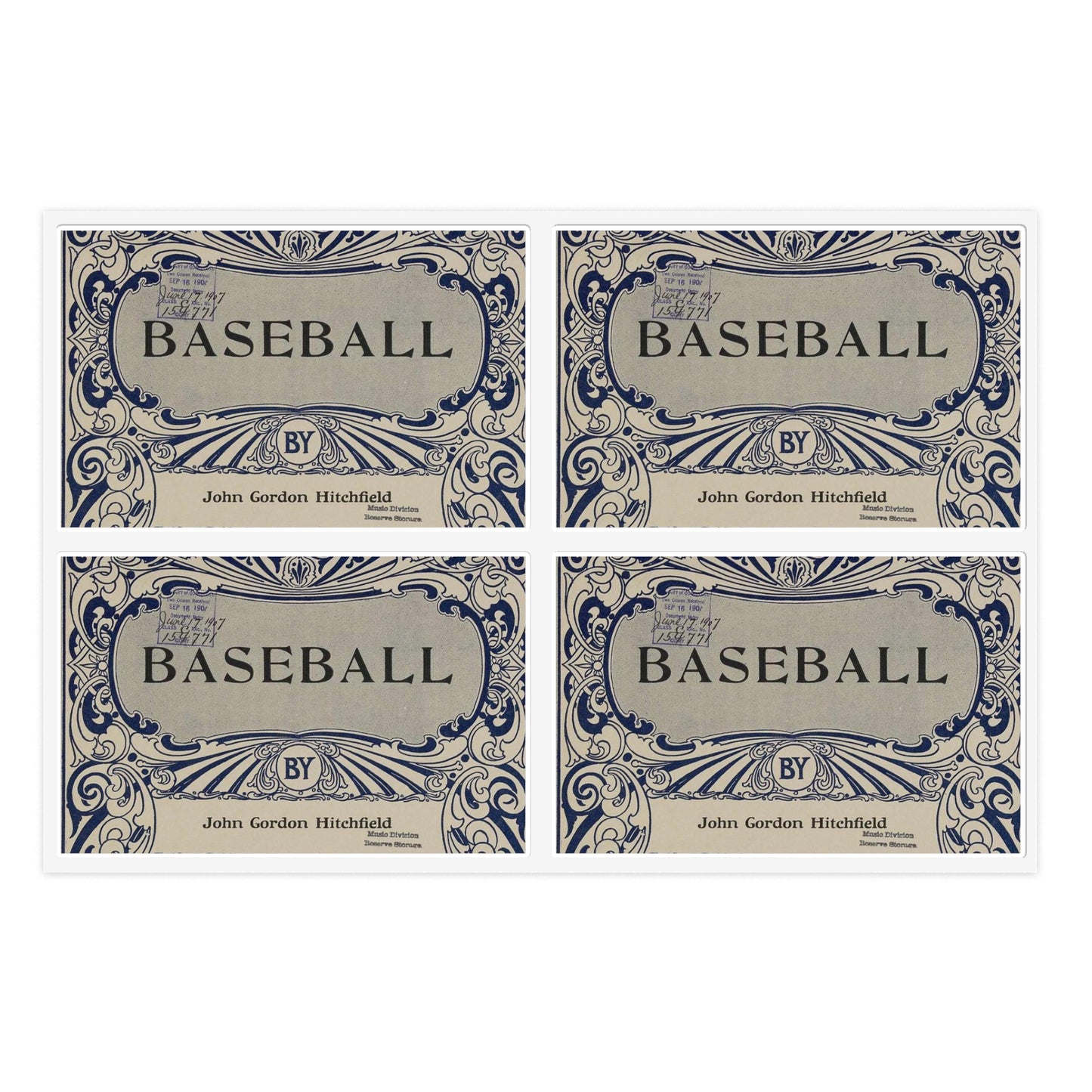 Baseball, musical notation - Baseball sheet music. Laminated UV Protective Vinyl Stickers