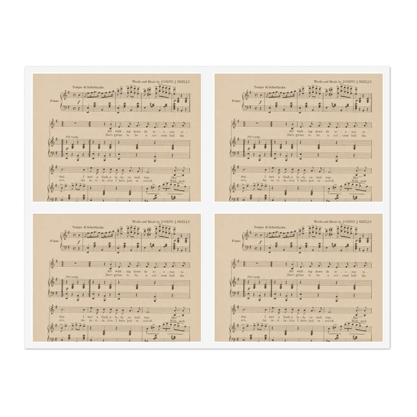 A new gal just in town - Public domain sheet music scan Laminated UV Protective Vinyl Stickers