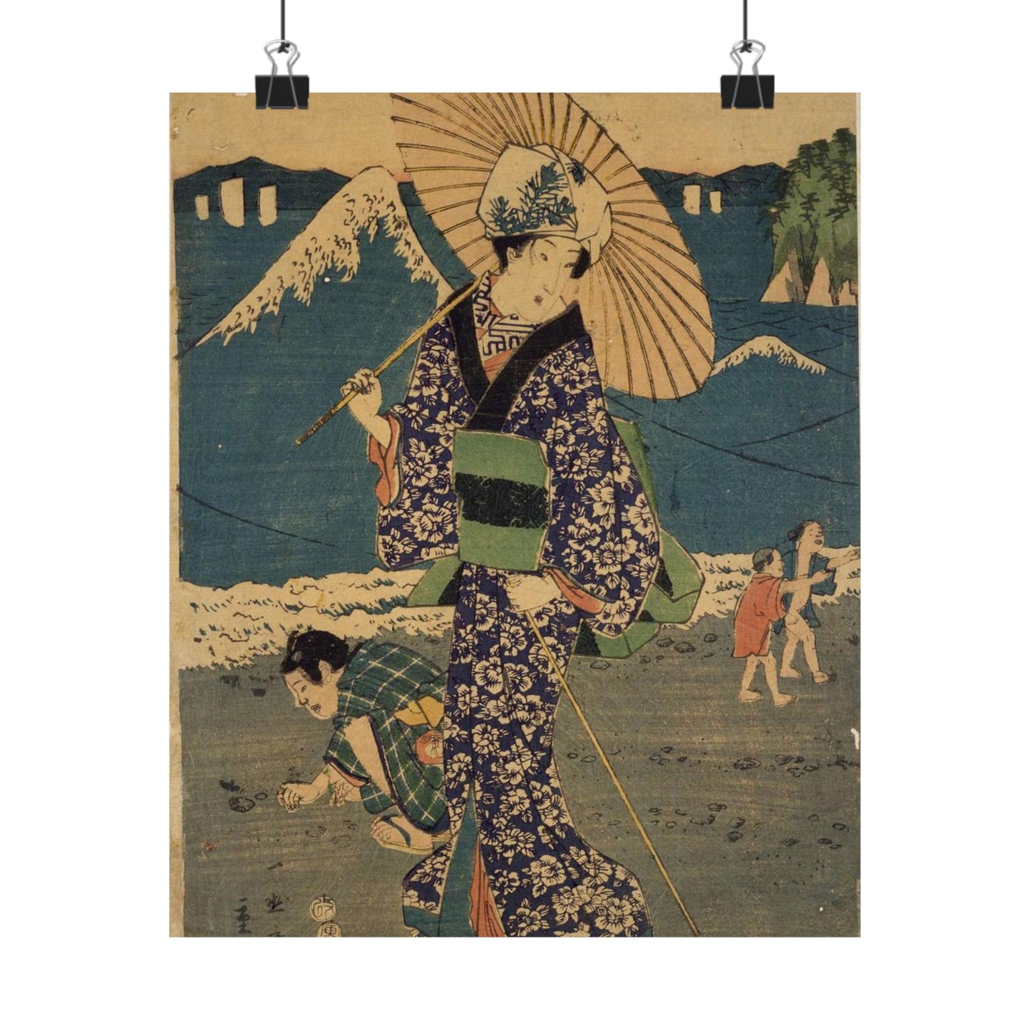 NDL-DC 1301718 03-Utagawa Hiroshige II-相州江のしま詣之図-安政1-crd High Quality Matte Wall Art Poster for Home, Office, Classroom