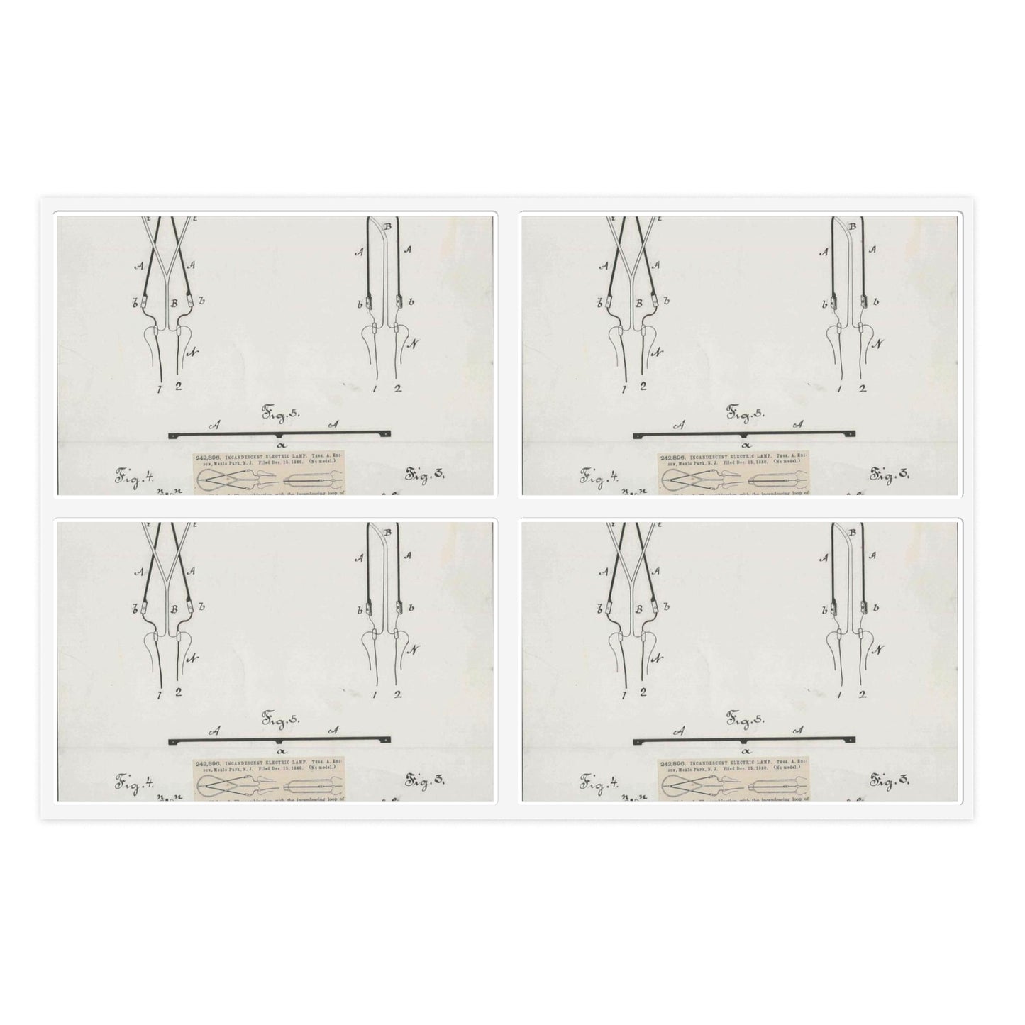 Patent drawing - for T. A. Edison's Incandescent Electric Lamp Public domain  image Laminated UV Protective Vinyl Stickers