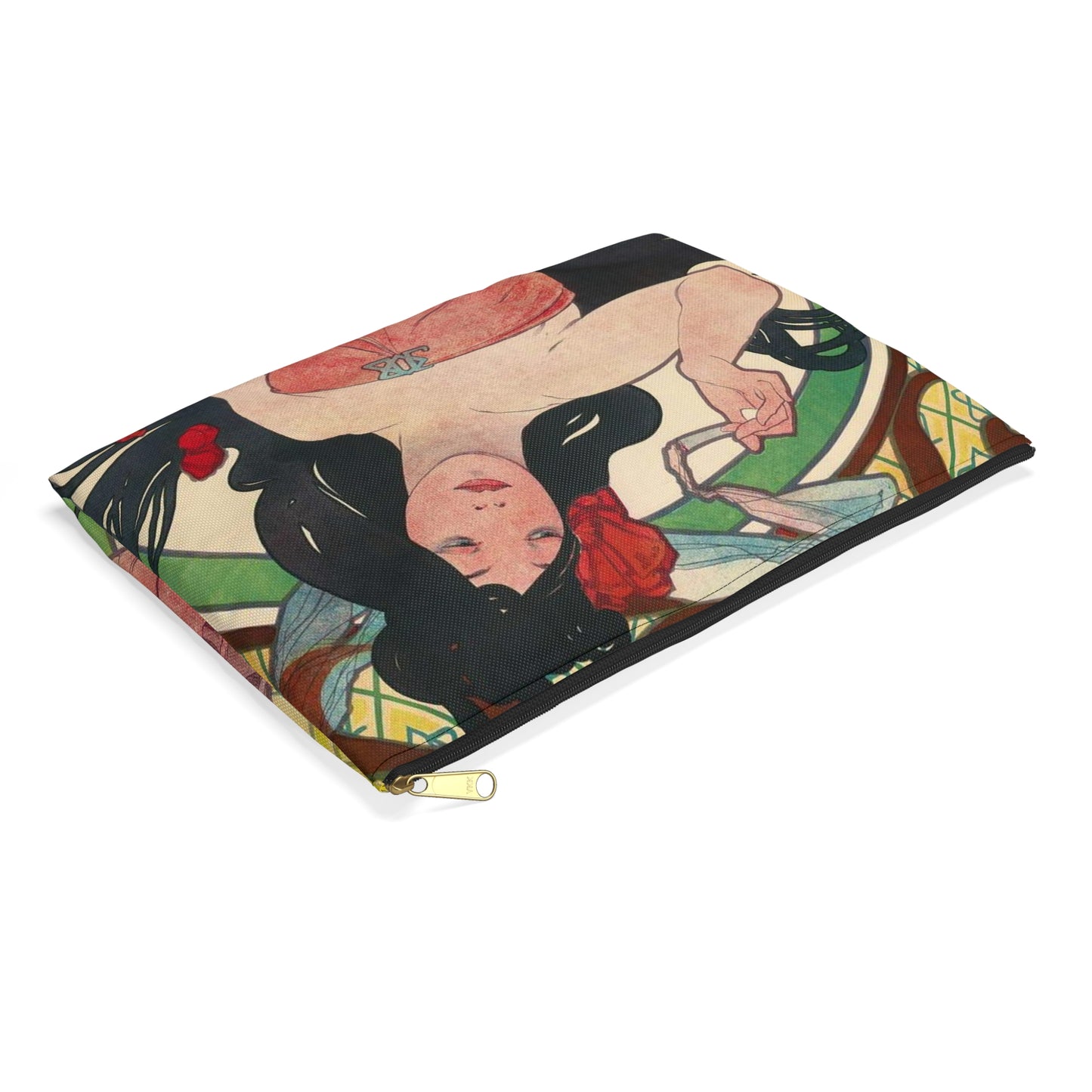 Alphonse Mucha - Job - Google Art Project Large Organizer Pouch with Black Zipper