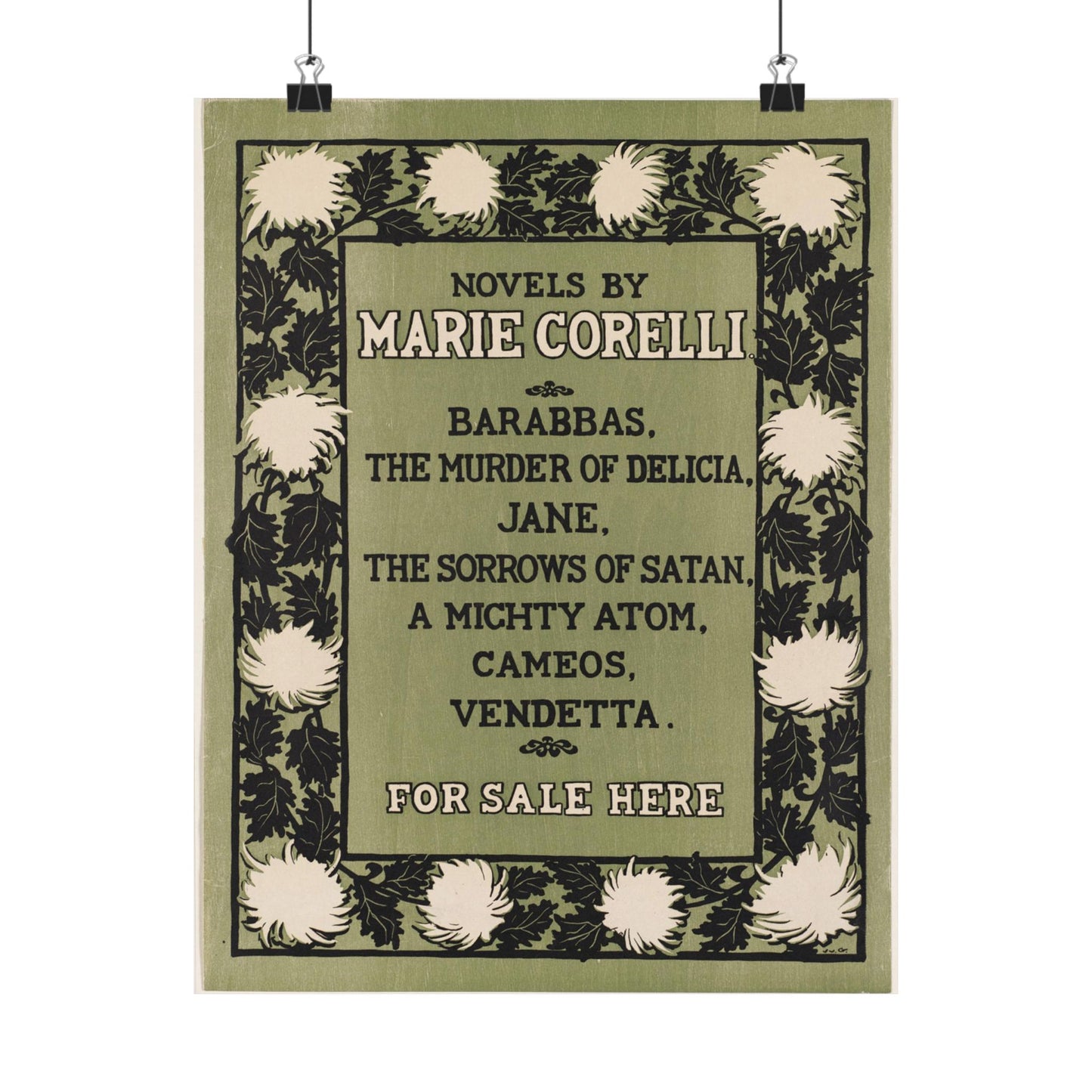 Novels by Marie Corelli, Art Nouveau poster High Quality Matte Wall Art Poster for Home, Office, Classroom