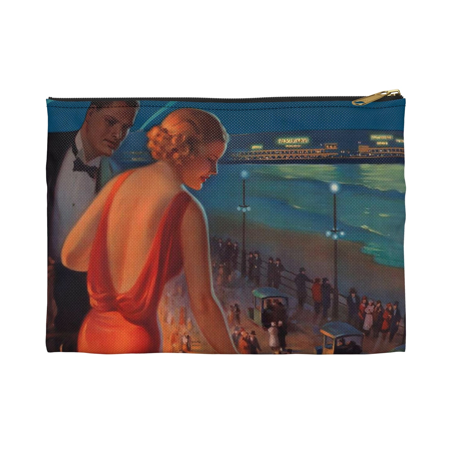 Detail, Atlantic City—America's Great All Year Resort, Pennsylvania Railroad, painting by Edward Mason Eggleston (cropped) Large Organizer Pouch with Black Zipper